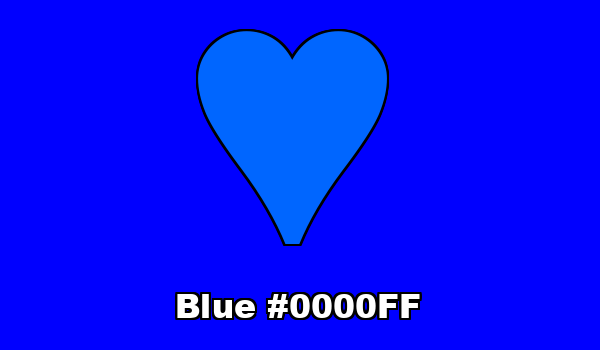 HTML color Blue hex: 0000FF