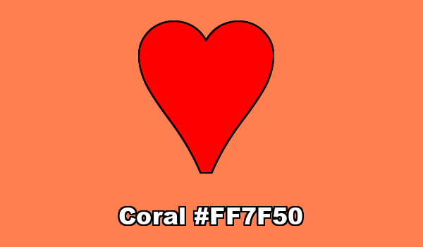 HTML color Coral hex: FF7F50