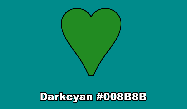 HTML color Darkcyan hex: 008B8B
