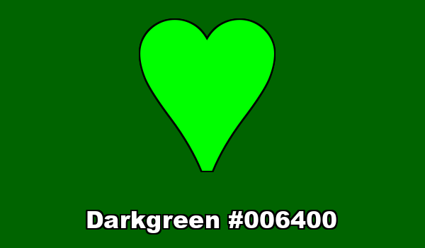 HTML color Darkgreen hex: 006400
