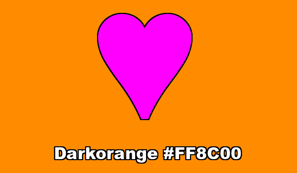 HTML color Darkorange hex: FF8C00