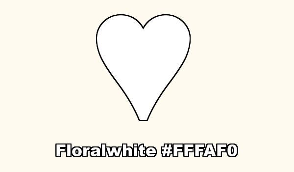 HTML color Floralwhite hex: FFFAF0