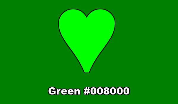 HTML color Green hex: 008000