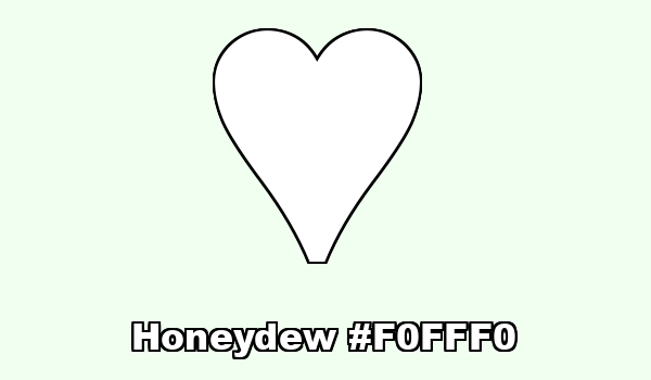 HTML color Honeydew hex: F0FFF0
