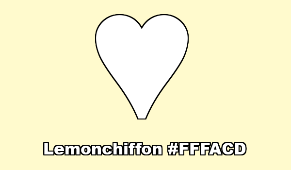 HTML color Lemonchiffon hex: FFFACD