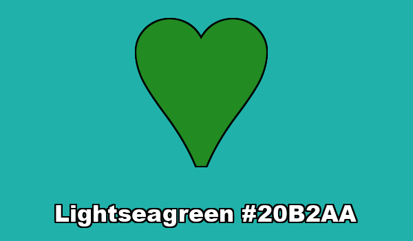 HTML color Lightseagreen hex: 20B2AA