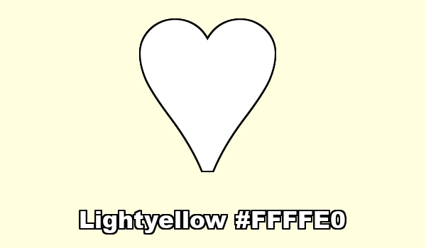 HTML color Lightyellow hex: FFFFE0
