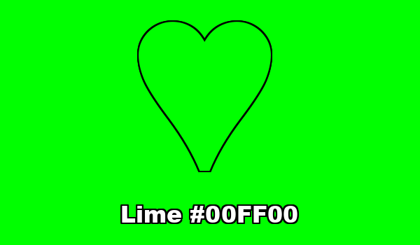 HTML color Lime hex: 00FF00