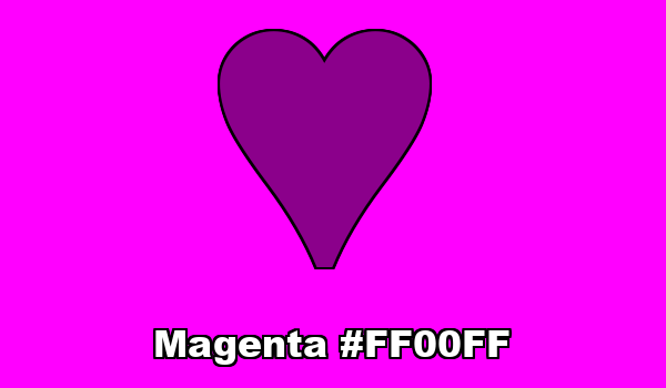 HTML color Magenta hex: FF00FF