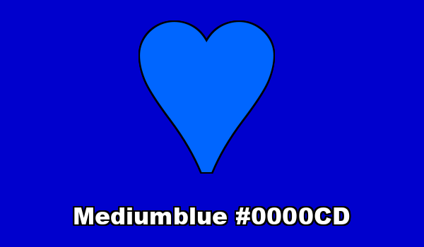 HTML color Mediumblue hex: 0000CD