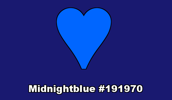 HTML color Midnightblue hex: 191970