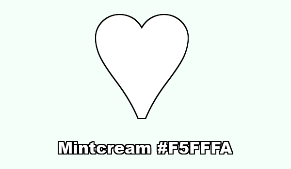 HTML color Mintcream hex: F5FFFA