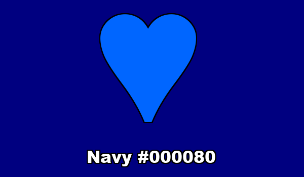 HTML color Navy hex: 000080