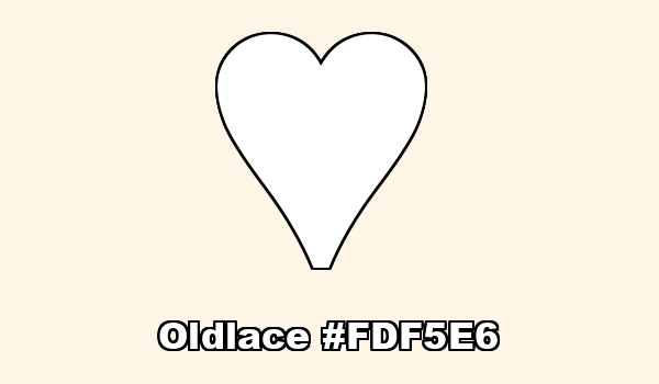 HTML color Oldlace hex: FDF5E6