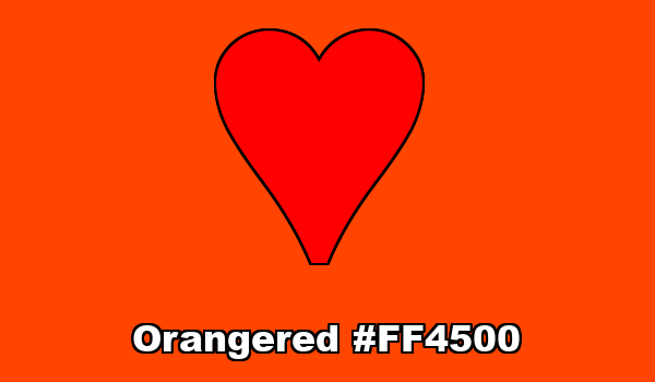 HTML color Orangered hex: FF4500