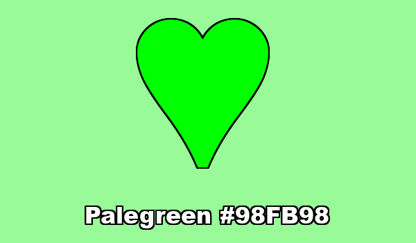 HTML color Palegreen hex: 98FB98