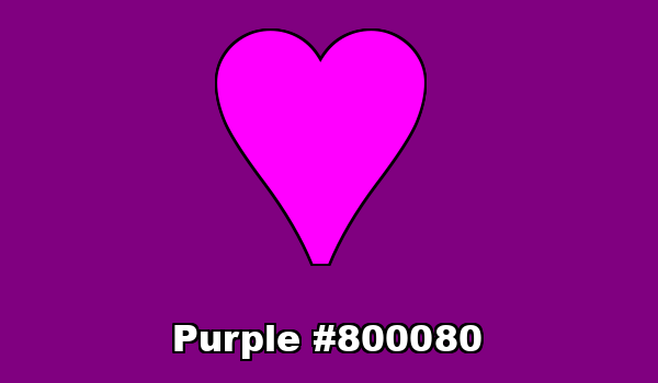 HTML color Purple hex: 800080