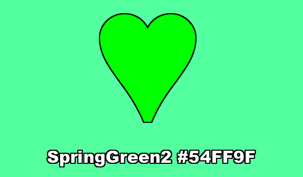 HTML color SpringGreen2 hex: 54FF9F