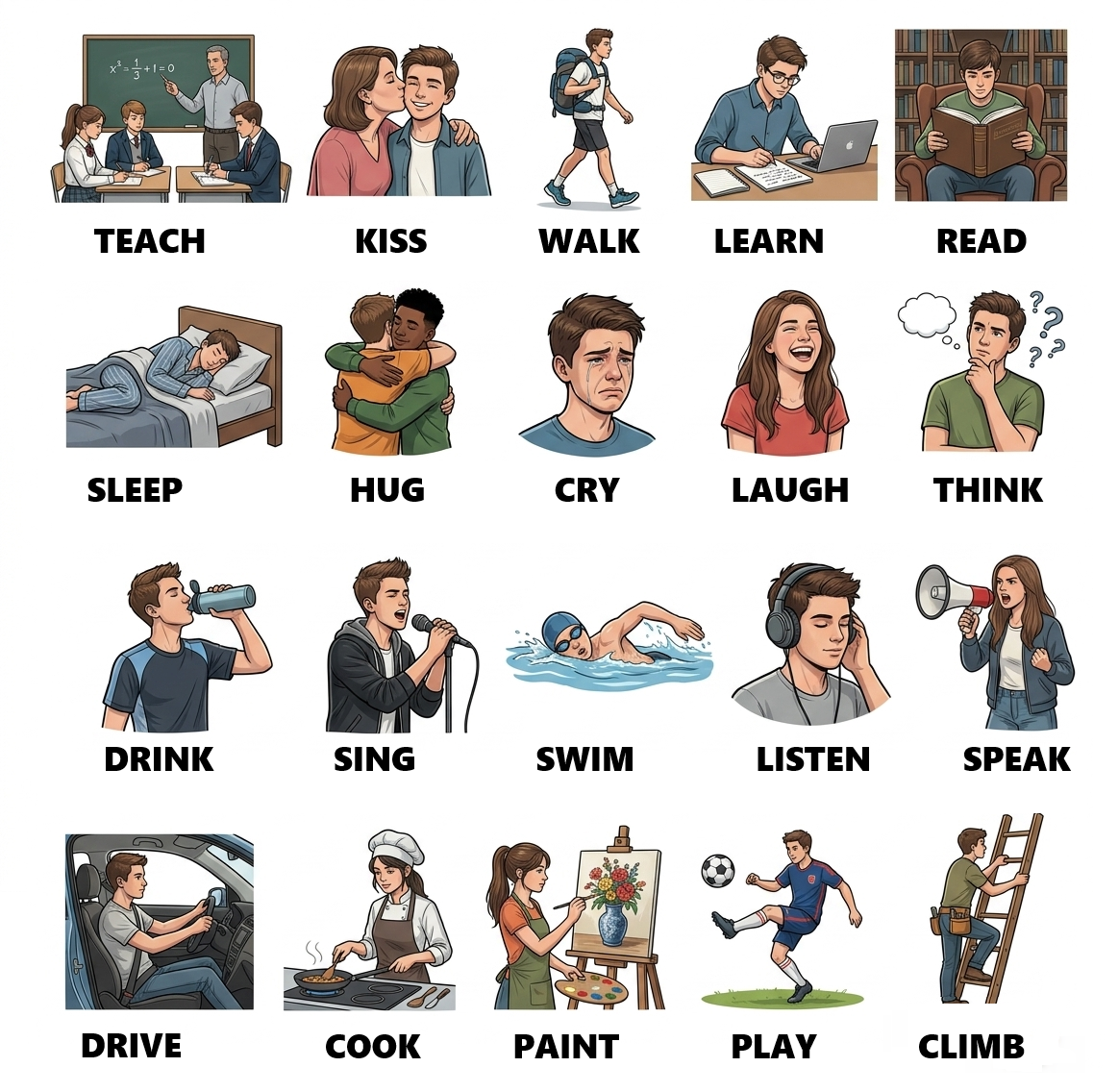 English dictionary - Action verbs