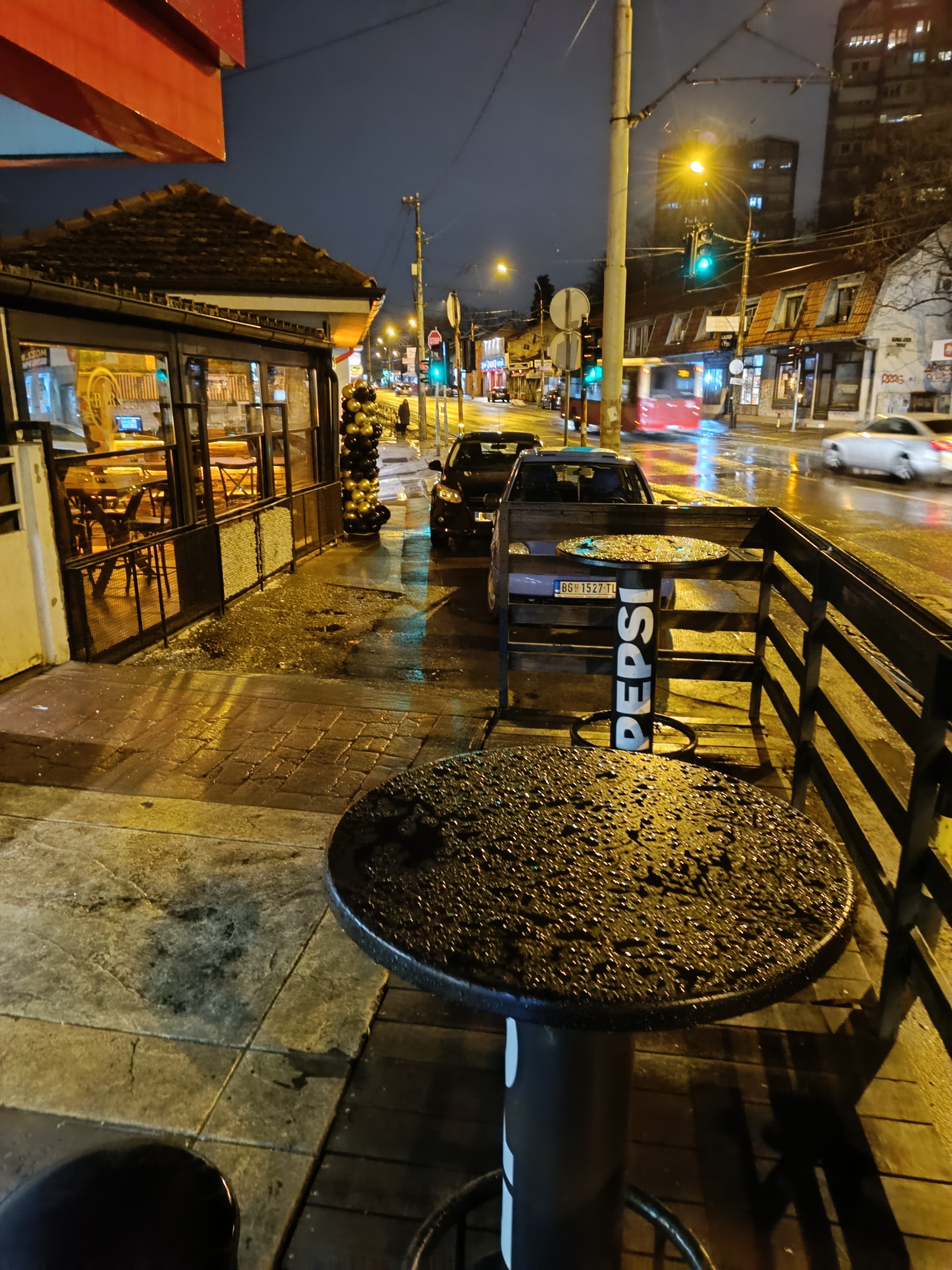 wet street in the evening