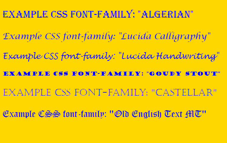 All CSS Font Families With Examples