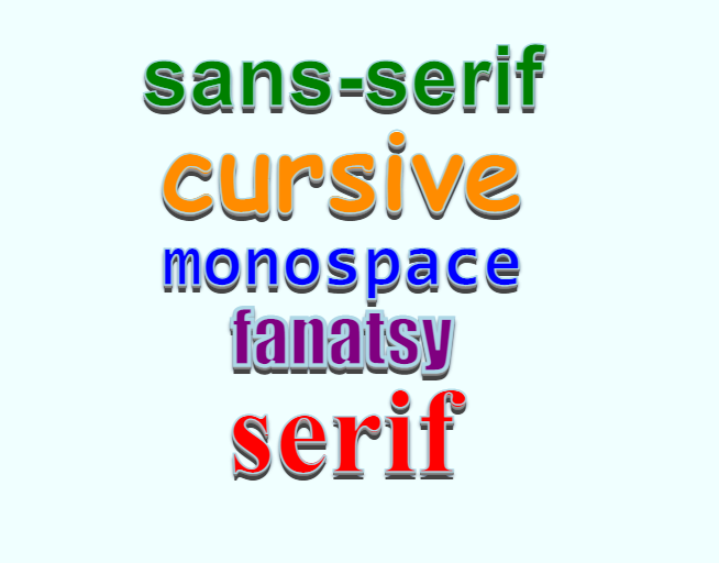 CSS Font family List With A Generic Fonts Names Examples