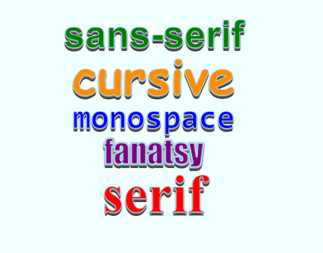 CSS font-family list with a generic fonts names - Examples